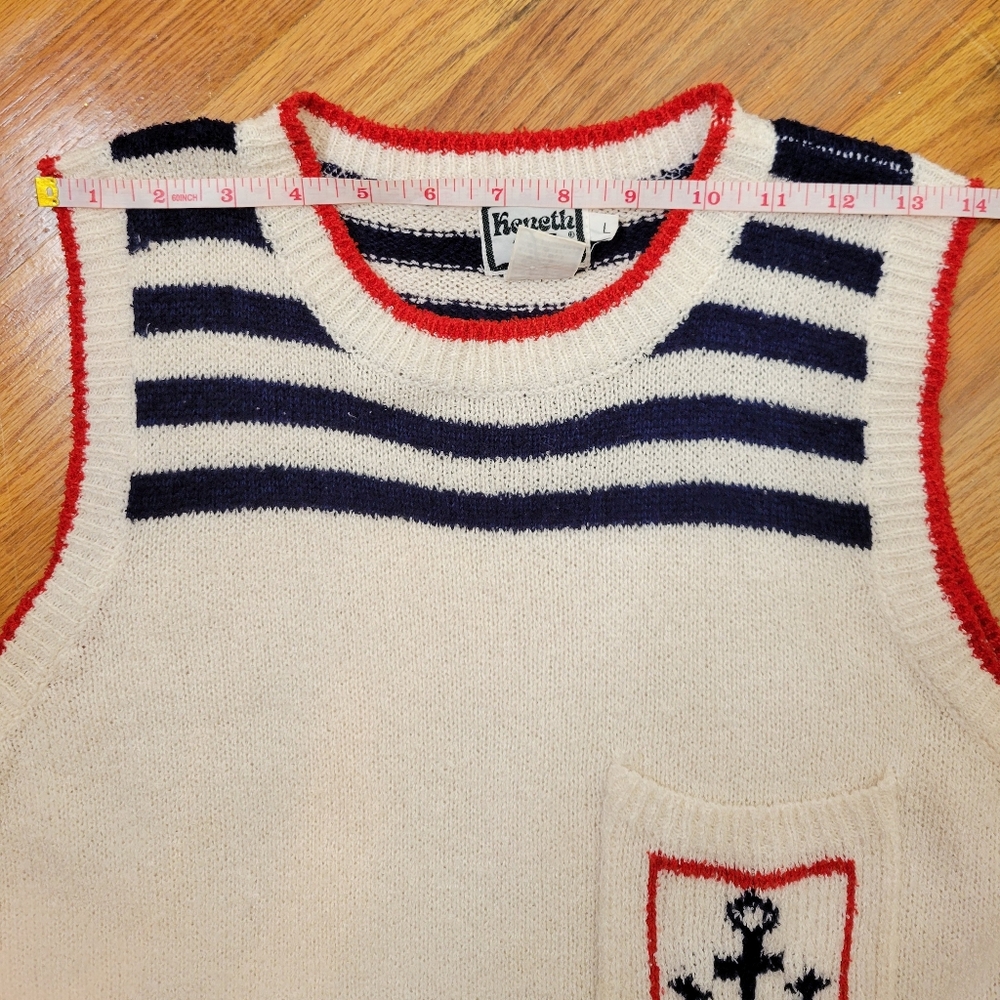 Keneth Too! Nautical Striped Sleeveless Sweater Size L - Picture 9 of 14